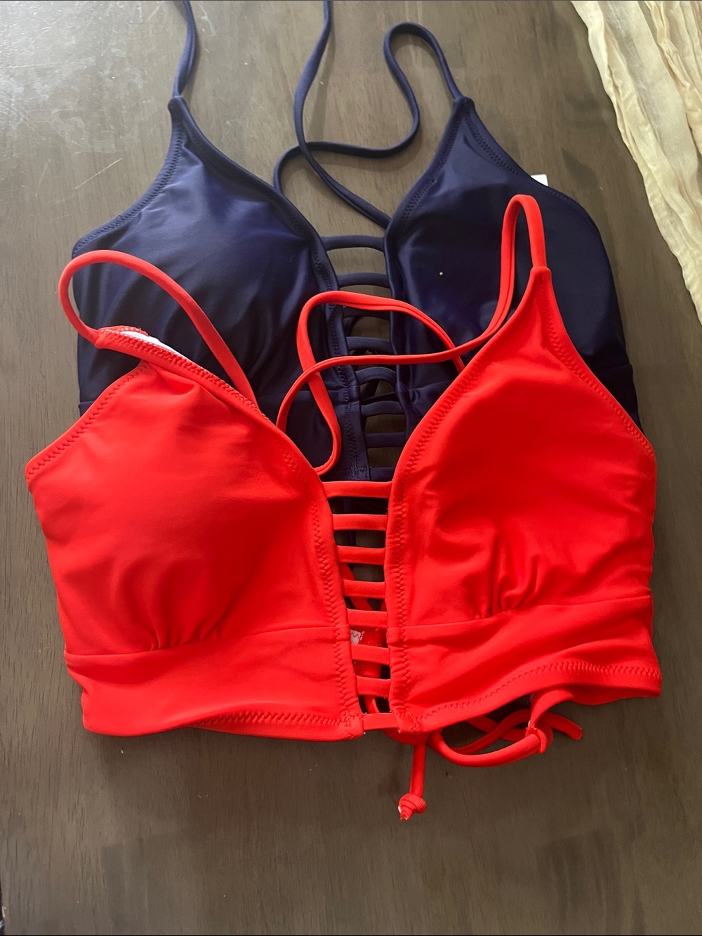 Cupshe Red and Navy Strappy Ladder-Front Bralettes